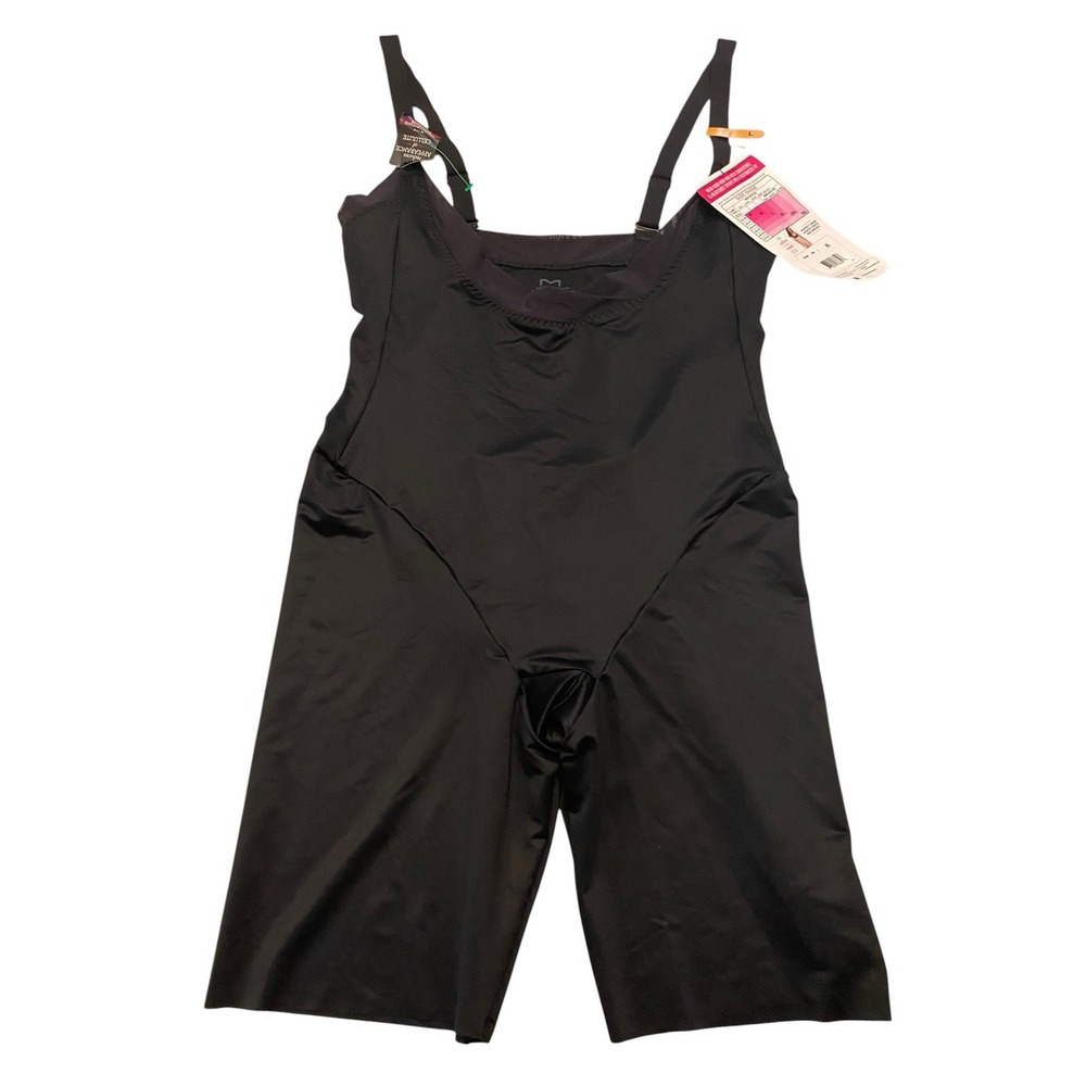 Maidenform Women's Mid-Thigh Body Shaper Open Bust Shapewear NWT DM0048 Black L